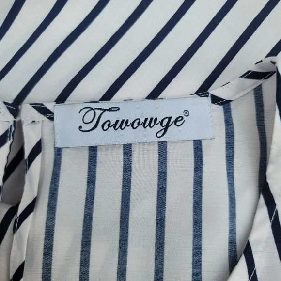 Towowge Blue Floral Maxi Dress Flowy Boho Blue White Size Large - Picture 3 of 10